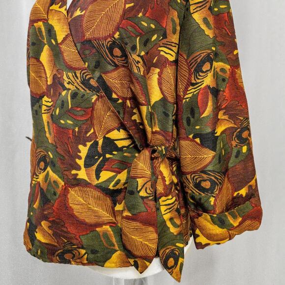 90s foliage crossover wrap blouse - Picture 4 of 6